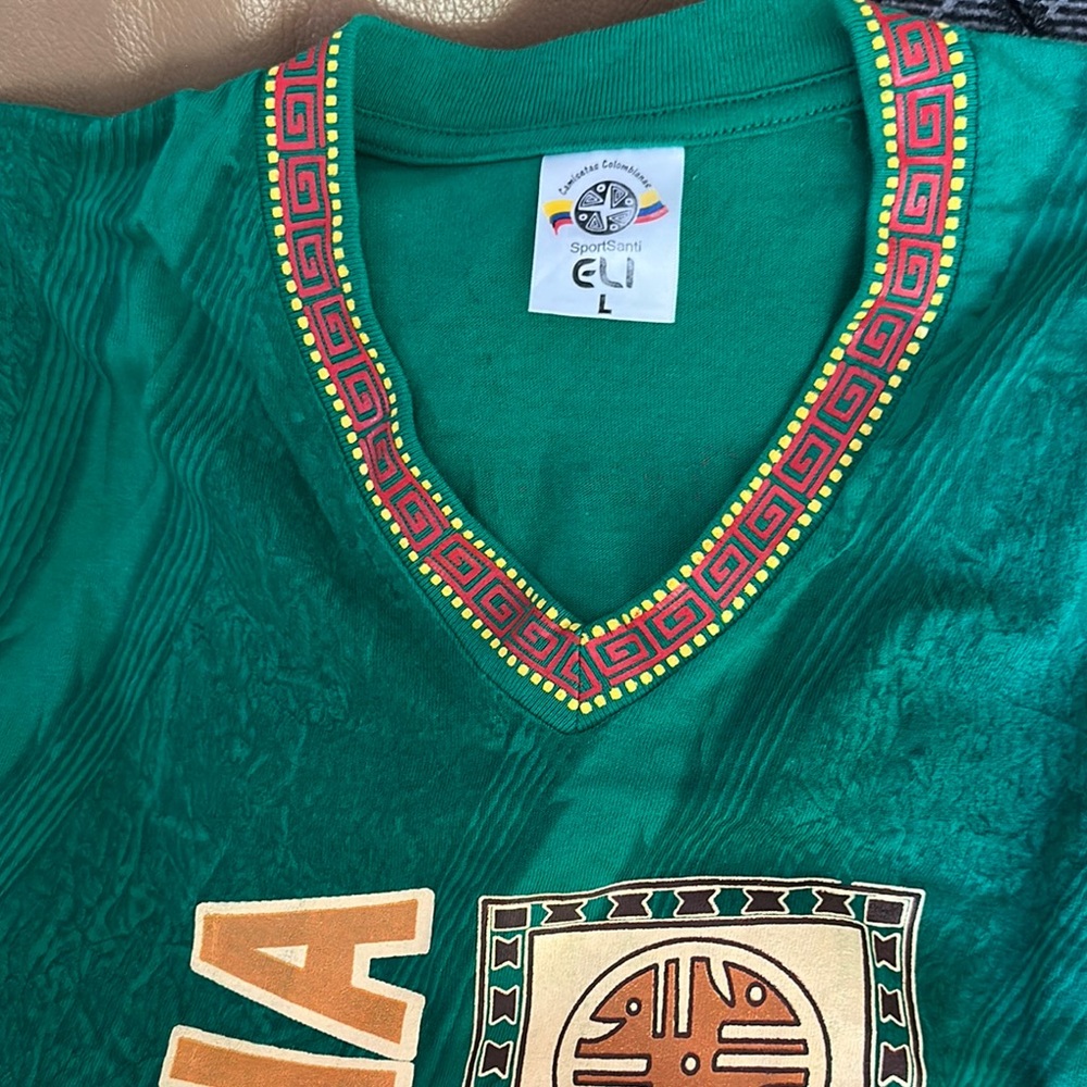 L cotton Colombia Graphic Men's Short Sleeve Tee - Green vintage fútbol soccer - Picture 2 of 9